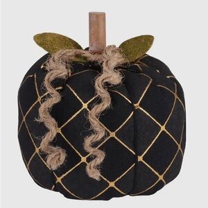 NWT: Black & Gold Harlequin Print Fabric Pumpkin